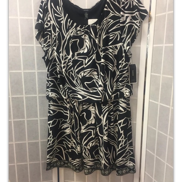 Alfani, dress, black/white, flowers print,sizeXL.: - Picture 3 of 11
